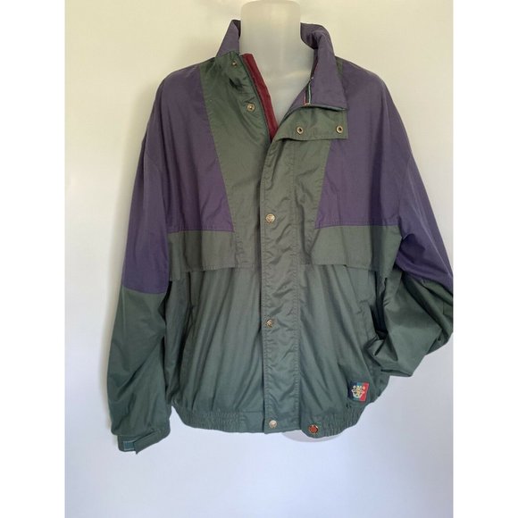 Vintage Sunice Golf Men Full Zip Vented Windbreaker Navy Green Urban XL Hip Hop - Picture 3 of 12